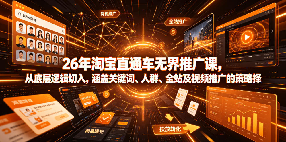 26年淘宝直通车无界推广课,从底层逻辑切入,涵盖关键词、人群、全站及视频推广的策略选择-悟空知识星球