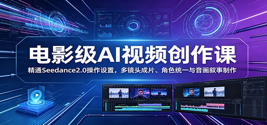 电影级AI视频创作课：精通Seedance2.0操作设置，多镜头成片、角色统一与音画叙事制作-悟空知识星球