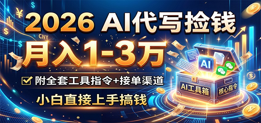 2026 AI代写捡钱，月入1-3万，附全套工具指令+接单渠道，小白直接上手搞钱-悟空知识星球