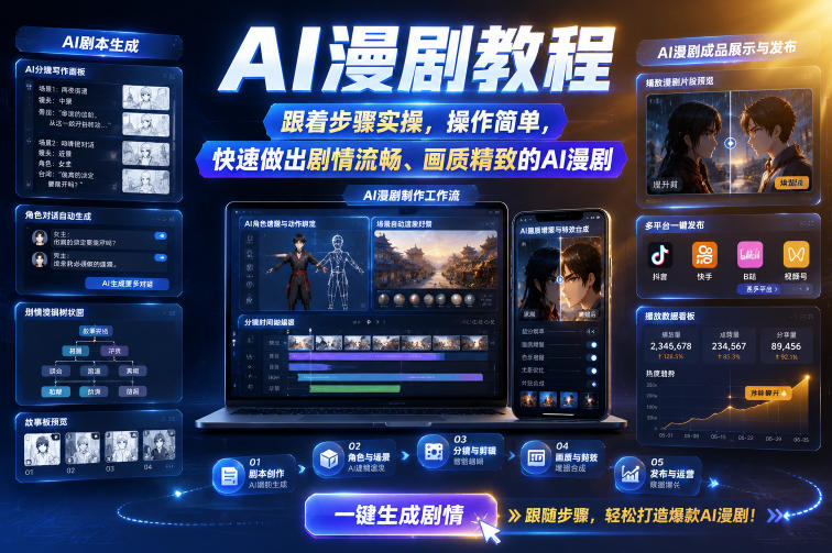 AI漫剧教程，跟着步骤实操，操作简单，快速做出剧情流畅、画质精致的AI漫剧-悟空知识星球
