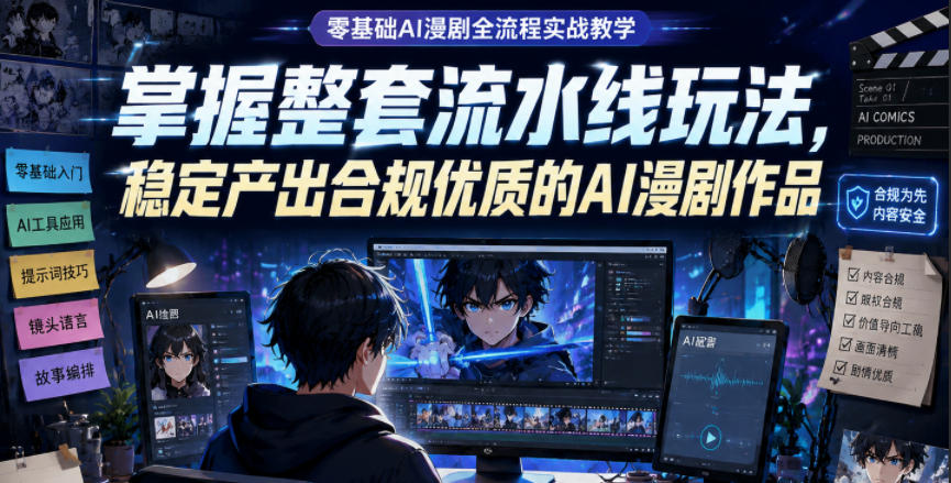 零基础AI漫剧全流程实战教学，掌握整套流水线玩法，稳定产出合规优质的AI漫剧作品-悟空知识星球