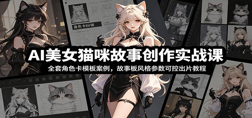 AI美女猫咪故事创作实战课：全套角色卡模板案例，故事板风格参数可控出片教程-悟空知识星球