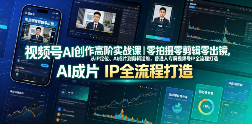 视频号AI创作高阶实战课｜零拍摄零剪辑零出镜，从IP定位、AI成片到剪辑运维，普通人专属视频号IP全流程打造-悟空知识星球