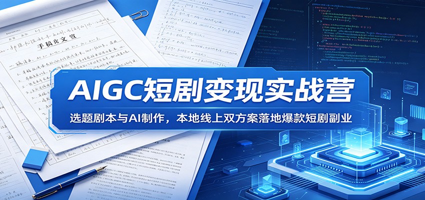 AIGC短剧变现实战营:选题剧本与AI制作,本地线上双方案落地爆款短剧副业-悟空知识星球