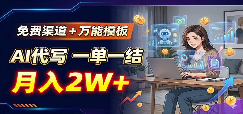 免费渠道+万能模板,AI代写一单一结,月入2W+-悟空知识星球