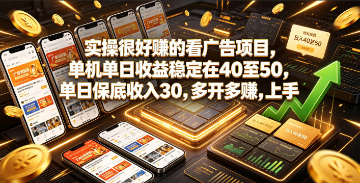 实操很好賺的看广告项目,单机单日收益稳定在40至50,单日保底收入30,多开多賺,上手就能变现【揭秘】-悟空知识星球