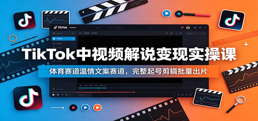 TikTok中视频解说变现实操课：体育赛道温情文案赛道，完整起号剪辑批量出片-悟空知识星球