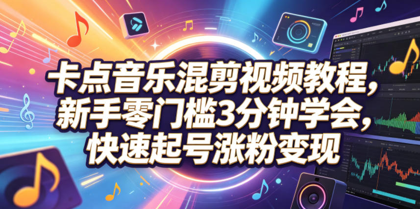 卡点音乐混剪视频教程,新手零门槛3分钟学会,快速起号涨粉变现-悟空知识星球