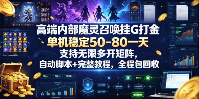 高端内部魔灵召唤挂G打金,单机稳定50-80一天,支持无限多开矩阵,自动脚本+完整教程,全程包回收【揭秘】-悟空知识星球
