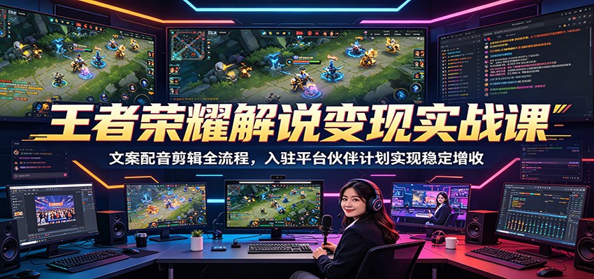 王者荣耀解说变现实战课：文案配音剪辑全流程，入驻平台伙伴计划实现稳定增收-悟空知识星球