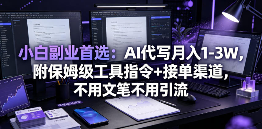 小白副业首选：AI代写月入1-3W，附保姆级工具指令+接单渠道，不用文笔不用引流【揭秘】-悟空知识星球