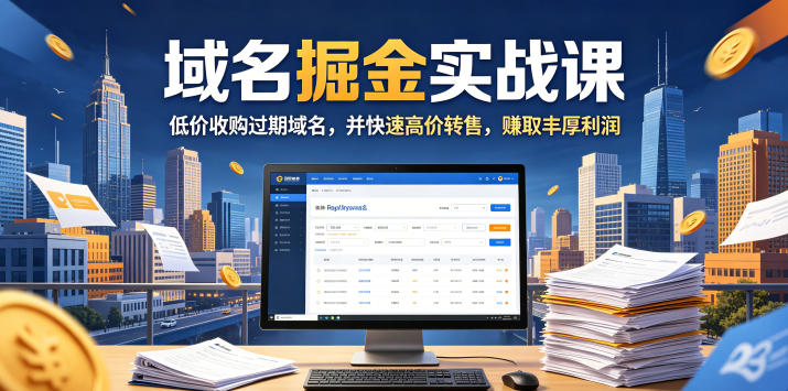 域名交易掘金实战课，低价收购过期域名，并快速高价转售，賺取丰厚利润【原创双语字幕】-悟空知识星球