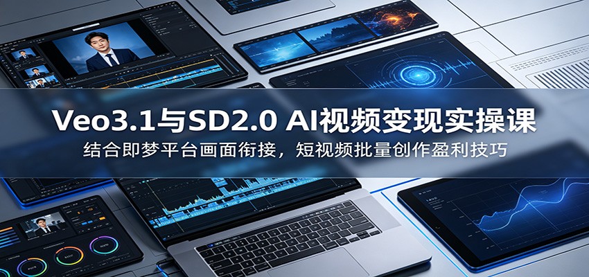 Veo3.1与SD2.0 AI视频变现实操课课:结合即梦平台画面衔接,短视频批量创作盈利技巧-悟空知识星球