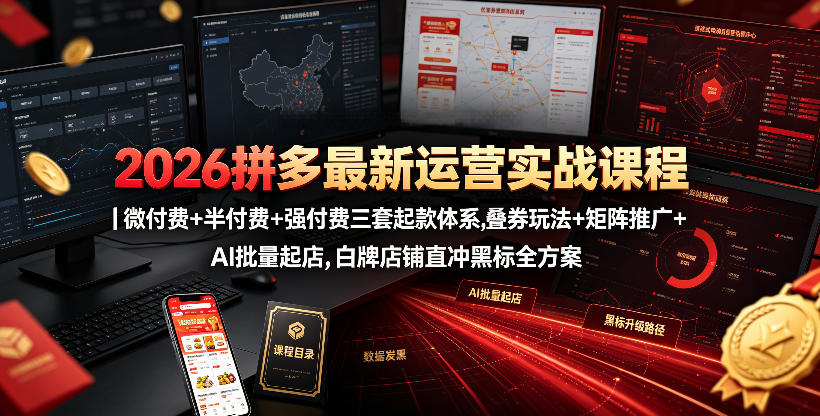 2026拼多多最新运营实战课程｜微付费+半付费+强付费三套起款体系，叠券玩法+矩阵推广+AI批量起店，白牌店铺直冲黑标全方案-悟空知识星球