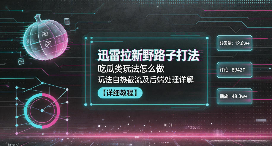 迅雷拉新野路子打法,吃瓜类玩法怎么做,玩法自热截流及后端处理详解-悟空知识星球