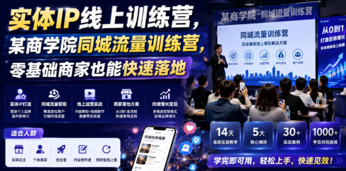 实体IP线上训练营,某商学院同城流量训练营,零基础商家也能快速落地-悟空知识星球