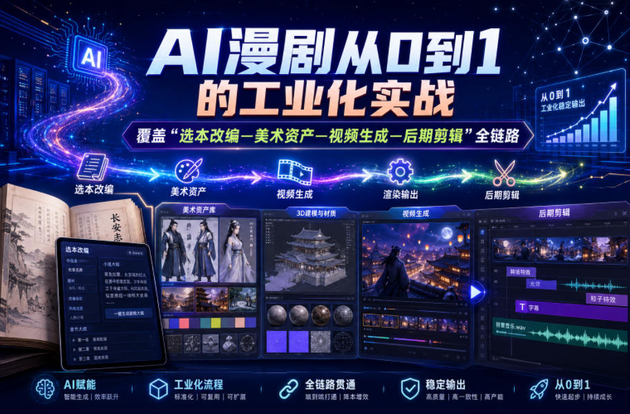 AI漫剧从0到1的工业化实战,覆盖“选本改编—美术资产—视频生成—后期剪辑”全链路(更新6月)-悟空知识星球