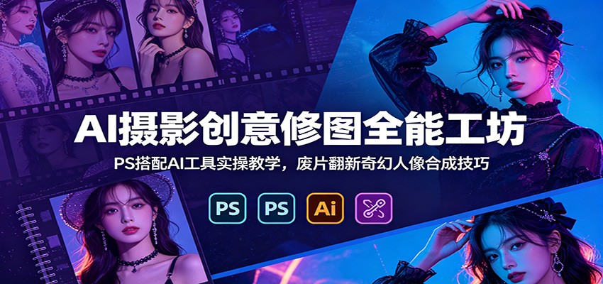 AI摄影创意修图全能工坊：PS搭配AI工具实操教学，废片翻新奇幻人像合成技巧-悟空知识星球