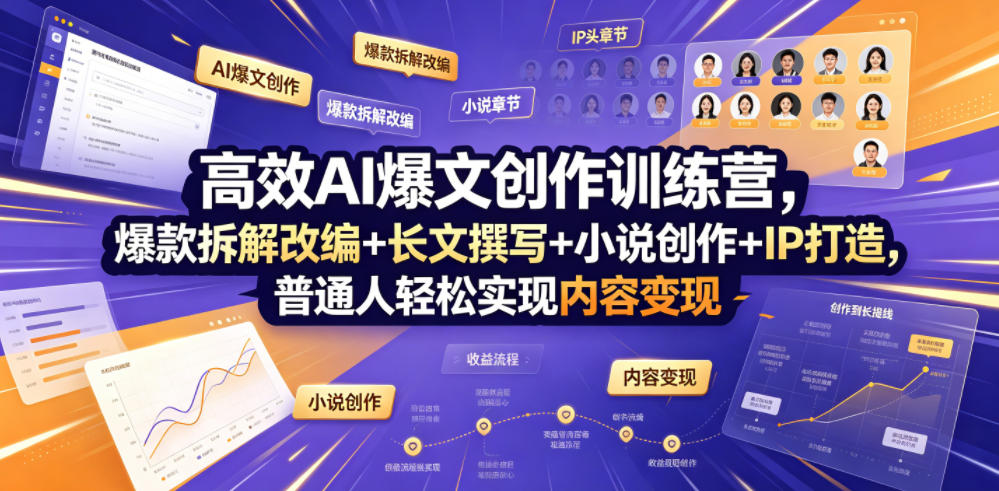 高效AI爆文创作训练营，爆款拆解改编+长文撰写+小说创作+IP打造，普通人轻松实现内容变现-悟空知识星球