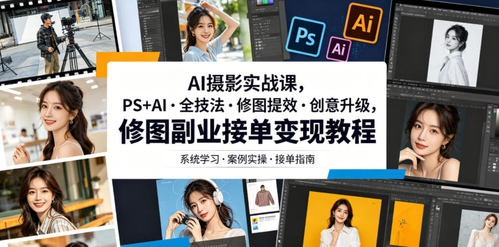 AI摄影实战课,PS+AI・全技法・修图提效・创意升级,修图副业接单变现教程-悟空知识星球