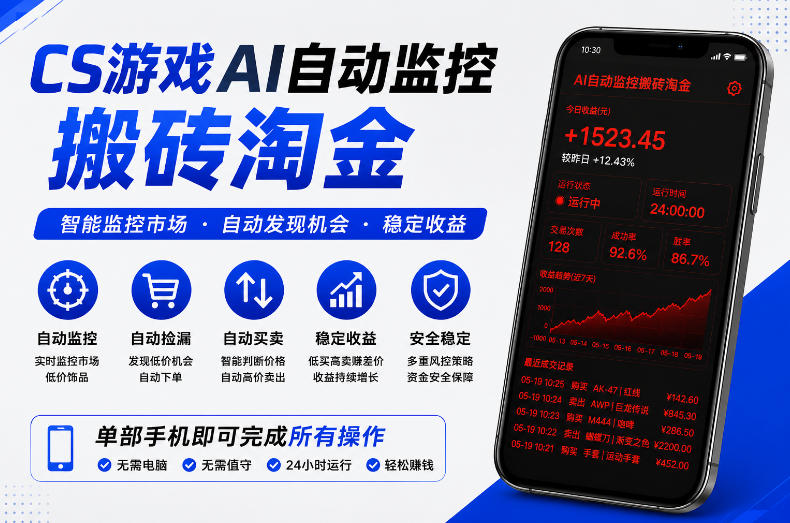 CS游戏AI自动监控搬砖淘金，稳定运行多年，支持任何形式验证，日入300+【揭秘】-悟空知识星球