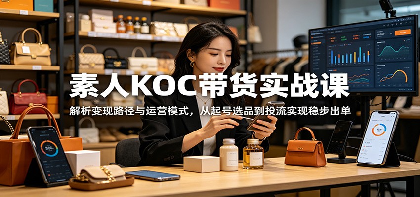 素人KOC带货实战课：解析变现路径与运营模式，从起号选品到投流实现稳步出单-悟空知识星球