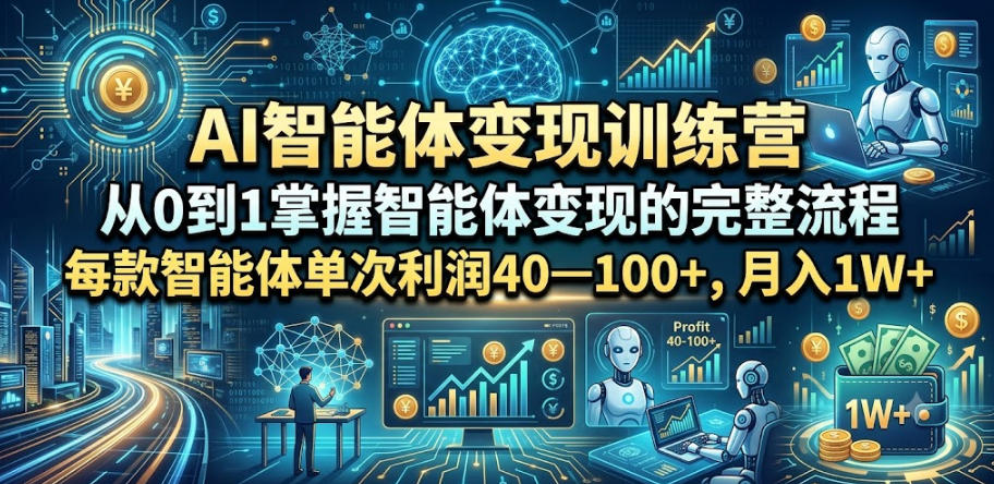 AI智能体变现训练营，从0到1掌握智能体变现的完整流程，每款智能体单次利润40—100+，月入1W+-悟空知识星球