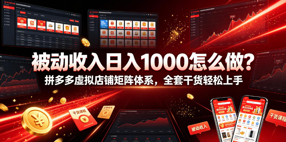 被动收入日入1000怎么做?拼多多虚拟店铺矩阵体系,全套干货轻松上手【揭秘】-悟空知识星球