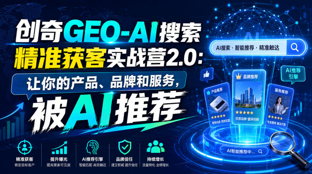 创奇GEO-AI搜索精准获客实战营2.0:让你的产品、品牌和服务,被AI推荐-悟空知识星球