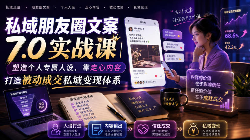 私域朋友圈文案7.0实战课|塑造个人专属人设,靠走心内容打造被动成交私域变现体系-悟空知识星球