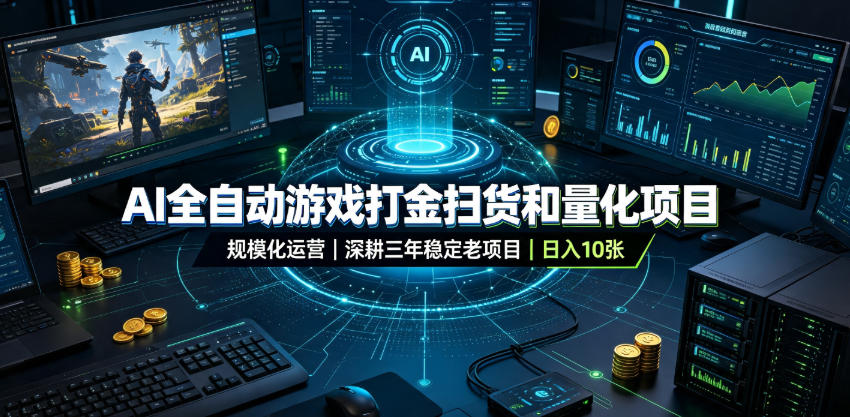 AI全自动游戏打金扫货和量化项目,规模化运营日入10张,深耕三年稳定老项目!【揭秘】-悟空知识星球