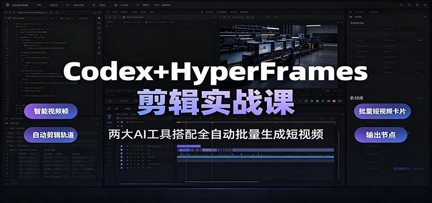 Codex+HyperFrames剪辑实战课：两大AI工具搭配全自动批量生成短视频-悟空知识星球