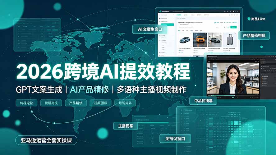 （19286期）2026跨境AI提效教程·GPT文案生成｜AI产品精修｜多语种主播视频制作，亚马逊运营全套实操课-悟空知识星球