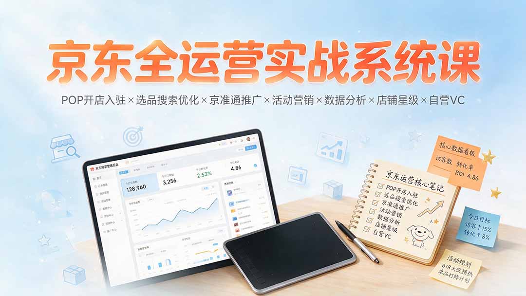 （19581期）京东全运营实战系统课：POP开店入驻×选品搜索优化×京准通推广×活动营销×数据分析×店铺星级×自营VC-悟空知识星球