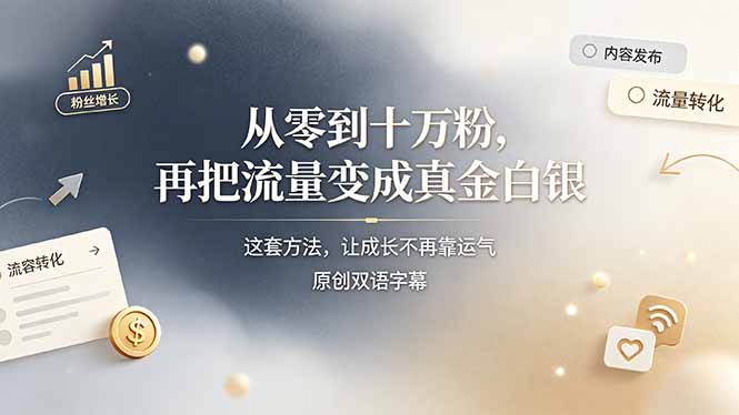 （19198期）从零到十万粉，再把流量变成真金白银——这套方法，让成长不再靠运气【原创双语字幕】-悟空知识星球