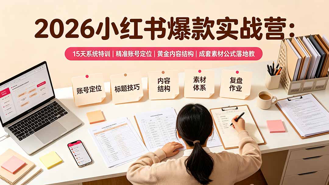 （19332期）2026小红书爆款实战营：15天系统特训｜精准账号定位｜黄金内容结构｜成套素材公式落地教程-悟空知识星球