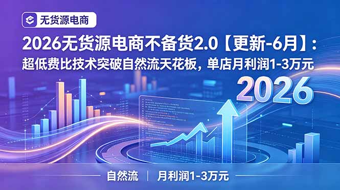 （19483期）2026无货源电商不备货2.0【更新-7月】：超低费比技术突破自然流天花板，单店月利润1-3万元-悟空知识星球