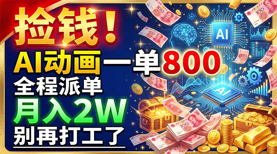 （19330期）捡钱！AI动画一单800，全程派单，月入2W，别再打工了-悟空知识星球
