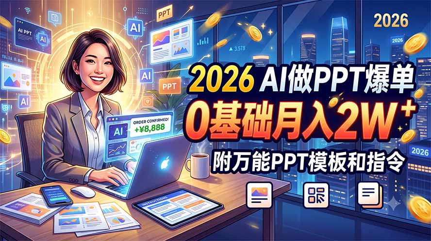 (19284期)2026 AI做PPT爆单,0基础月入2W,附万能PPT模板和指令-悟空知识星球