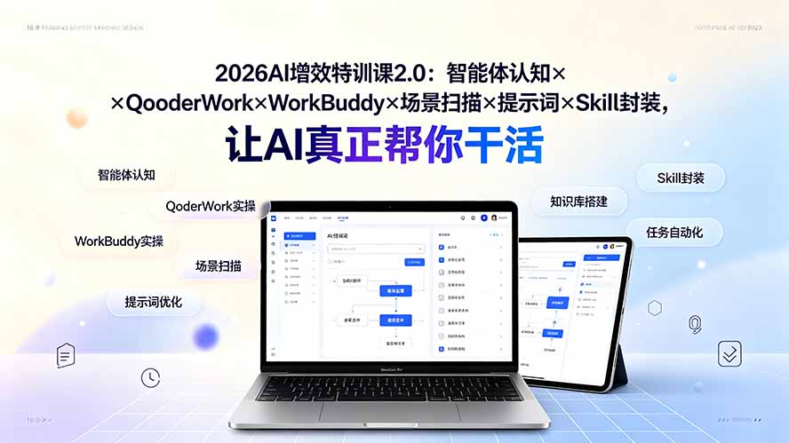 (19368期)2026AI增效特训课2.0:智能体认知×QoderWork×WorkBuddy×场景扫描×提示词×Skill封装,让AI真正帮你干活-悟空知识星球
