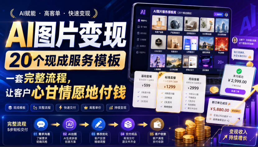 (19395期)AI图片变现,20个现成服务模板,一套完整流程,让客户心甘情愿地付钱【原创双语字幕】-悟空知识星球