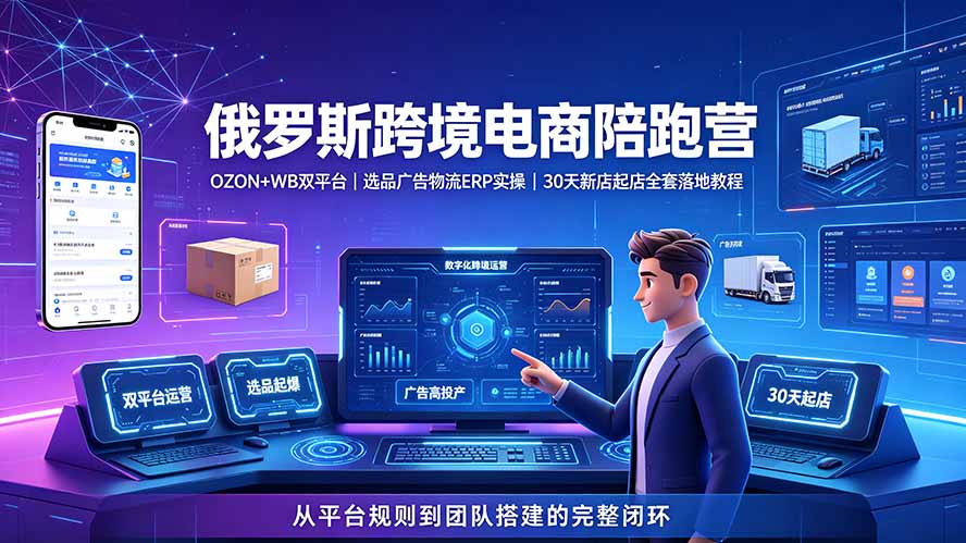 (19371期)2026俄罗斯跨境电商陪跑营:OZON+WB双平台|选品广告物流ERP实操|30天新店起店全套落地教程-悟空知识星球