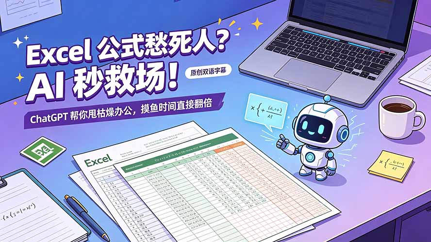 （19487期）Excel 公式愁死人？AI 秒救场！ChatGPT 帮你甩枯燥办公，摸鱼时间直接翻倍【原创双语字幕】-悟空知识星球