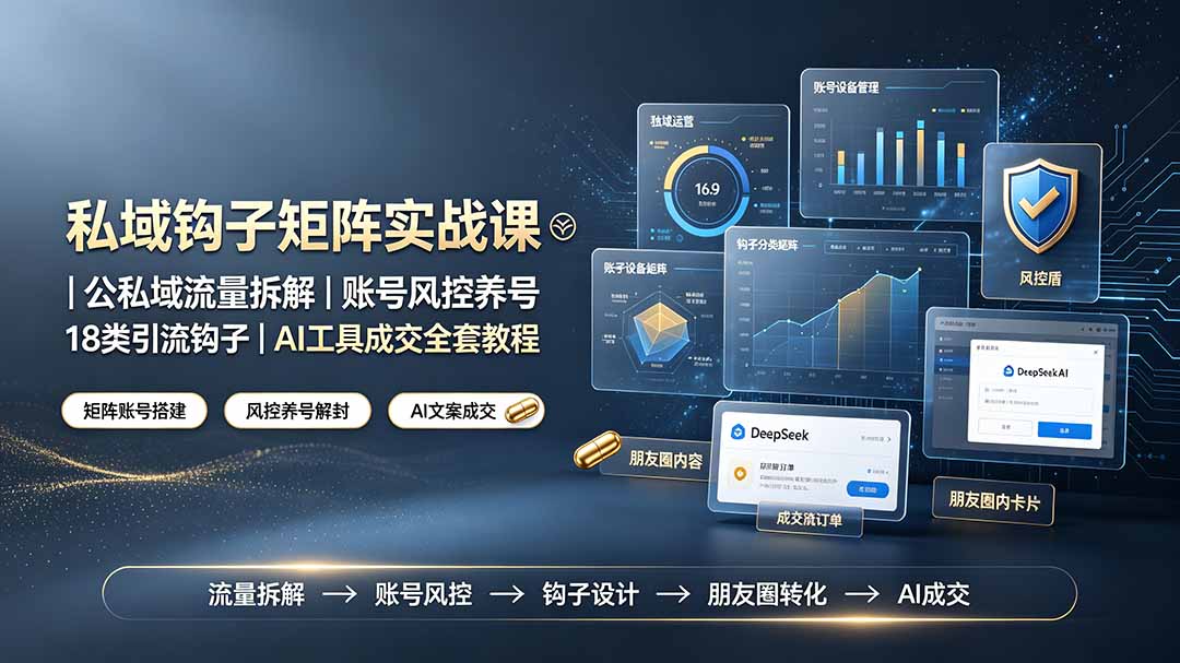 (19321期)私域钩子矩阵实战课〓公私域流量拆解|账号风控养号|18类引流钩子|AI工具成交全套教程-悟空知识星球
