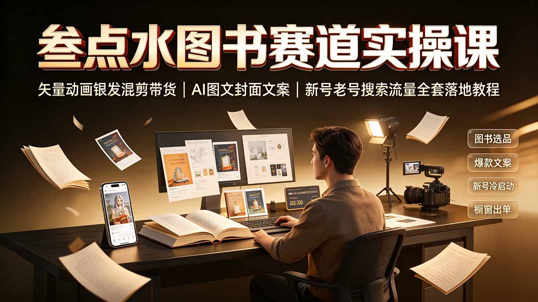 （19613期）叁点水图书赛道实操课｜矢量动画银发混剪带货，AI图文封面文案，新号老号搜索流量全套落地教程-悟空知识星球