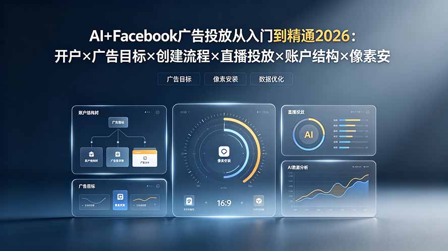 （19465期）AI+Facebook广告投放从入门到精通2026：开户×广告目标×创建流程×直播投放×账户结构×像素安装×AI赋能-悟空知识星球
