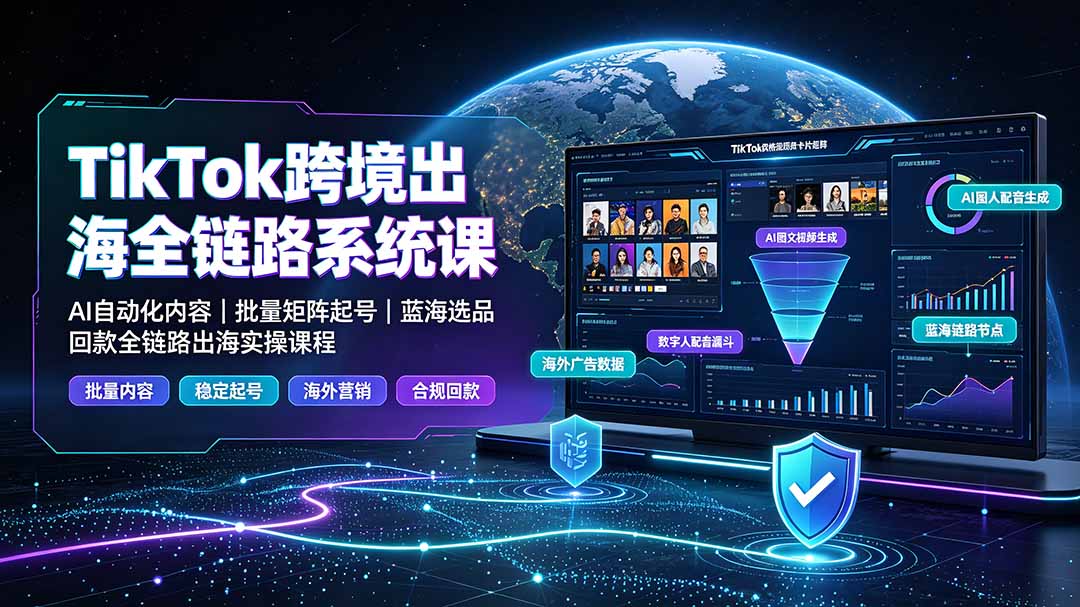 (19425期)TikTok跨境出海全链路系统课-2026年7月:AI自动化内容|批量矩阵起号|蓝海选品回款全链路出海实操课程-悟空知识星球