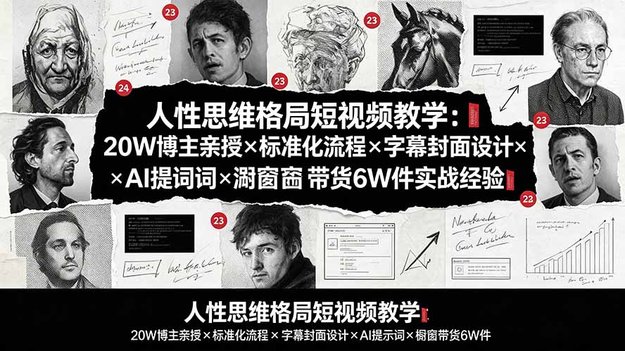 (19538期)人性思维格局短视频教学:20W博主亲授×标准化流程×字幕封面设计×AI提示词×橱窗带货6W件实战经验-悟空知识星球