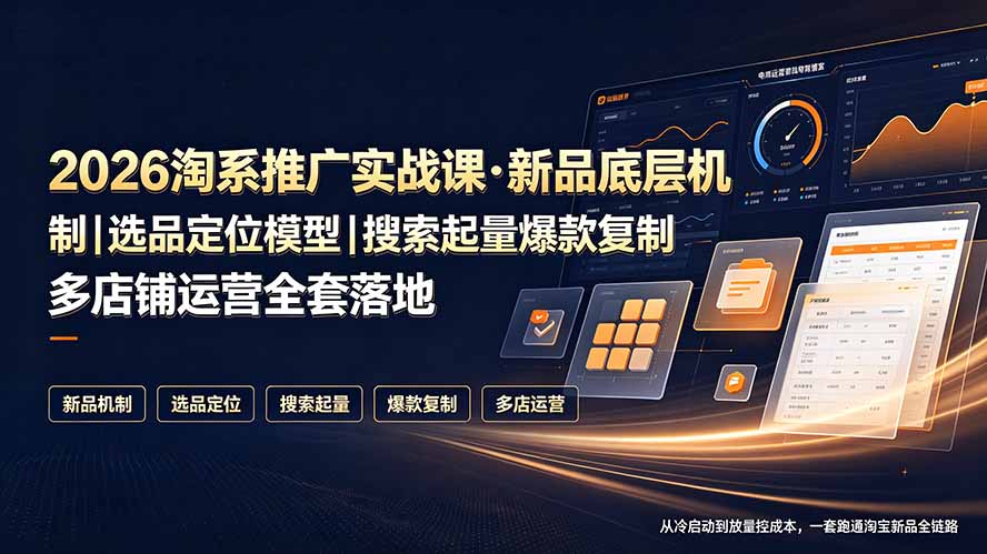 （19272期）2026淘系推广实战课·新品底层机制｜选品定位模型｜搜索起量爆款复制多店铺运营全套落地教程-悟空知识星球
