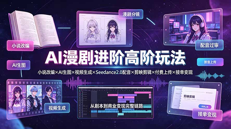 (19430期)AI漫剧进阶高阶玩法:小说改编×AI生图×视频生成×Seedance2.0配音×剪映剪辑×付费上传×接单变现-悟空知识星球
